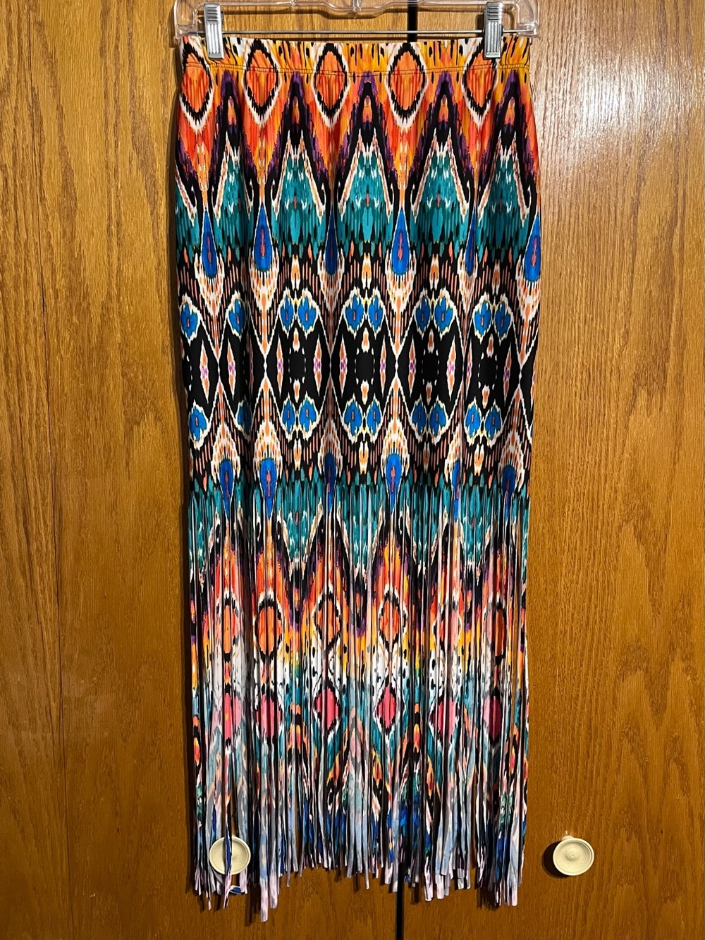 VENUS Multicolor Geometric Fringe Maxi Skirt